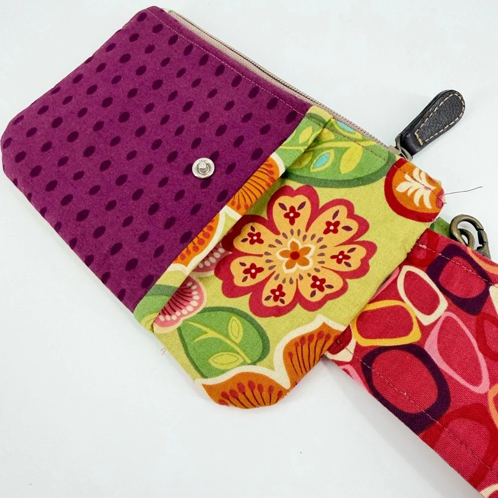 CT Designs Handmade Floral Patchwork Wristlet Wallet Clutch ID Window Boho